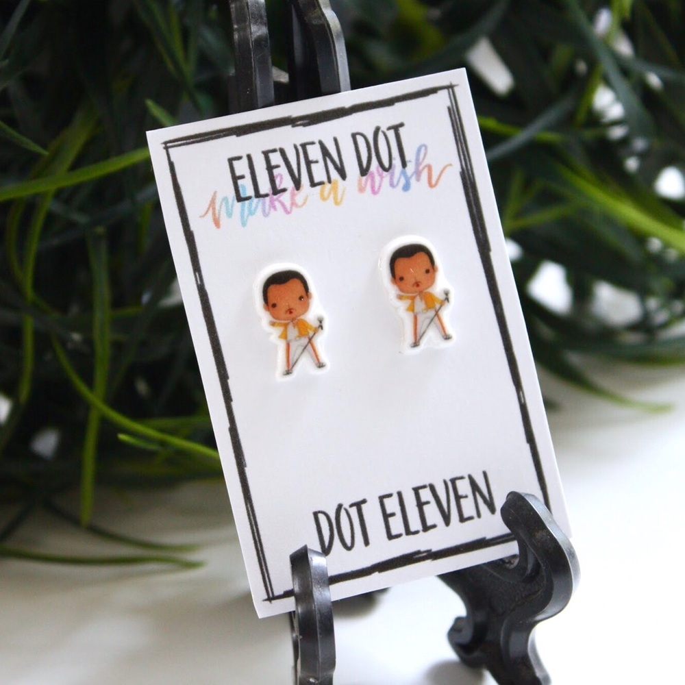 Freddie Mercury Queen Cartoon Stud Post Earrings